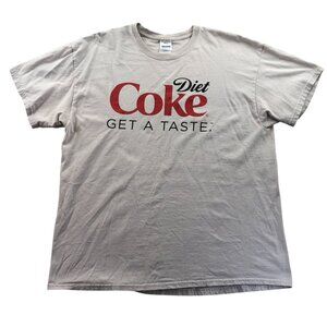 Gildan Mens Diet Coke T-Shirt XL Beige Short Sleeve Heavy Cotton Graphic Tee